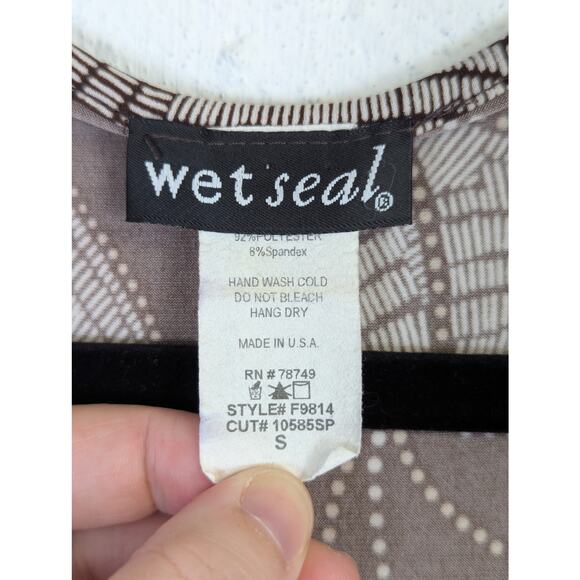 Y2K Wet Seal Wrap Dress Womens Small Brown Floral Slinky Flowy Earthy Hippie - Picture 2 of 6